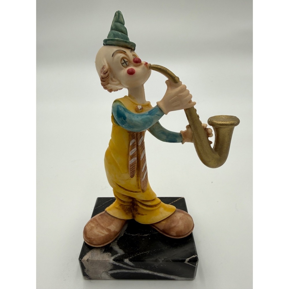 Vintage Fontanini Depose Italy HoBo Clown Figurine Carrara‎ Solid Marble Base 6"